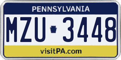 PA license plate MZU3448