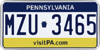 PA license plate MZU3465