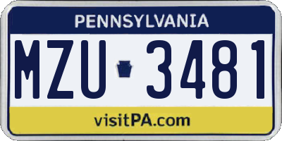 PA license plate MZU3481