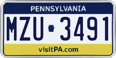 PA license plate MZU3491