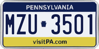 PA license plate MZU3501