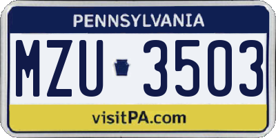 PA license plate MZU3503