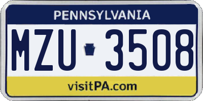 PA license plate MZU3508
