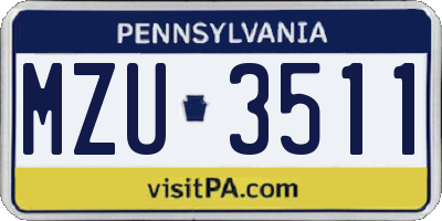 PA license plate MZU3511