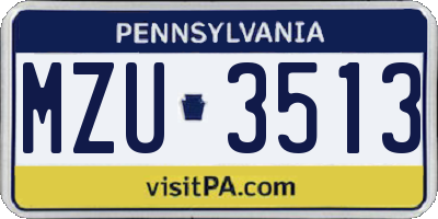 PA license plate MZU3513