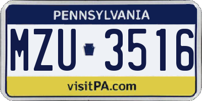 PA license plate MZU3516