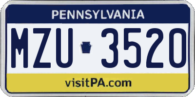 PA license plate MZU3520