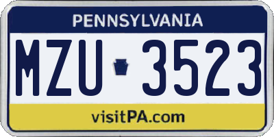 PA license plate MZU3523