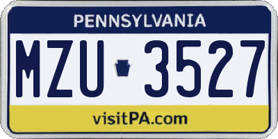 PA license plate MZU3527