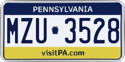 PA license plate MZU3528
