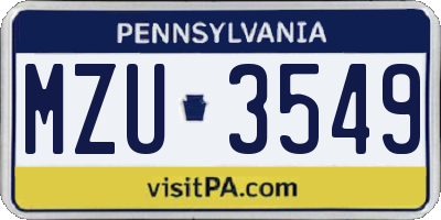 PA license plate MZU3549