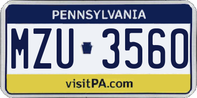 PA license plate MZU3560