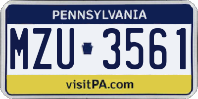 PA license plate MZU3561