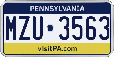 PA license plate MZU3563