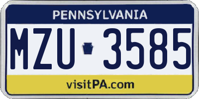 PA license plate MZU3585