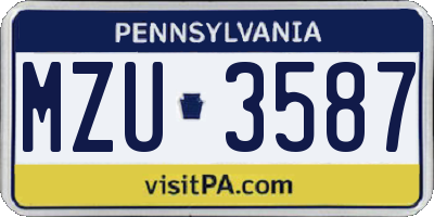 PA license plate MZU3587
