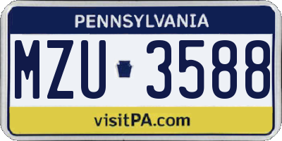 PA license plate MZU3588