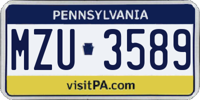 PA license plate MZU3589