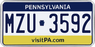 PA license plate MZU3592
