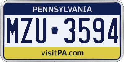 PA license plate MZU3594