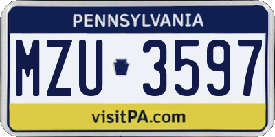 PA license plate MZU3597