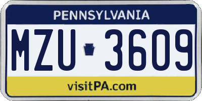PA license plate MZU3609