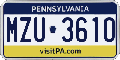 PA license plate MZU3610