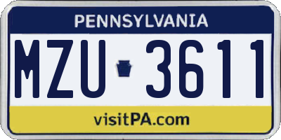 PA license plate MZU3611