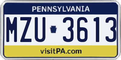 PA license plate MZU3613