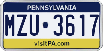 PA license plate MZU3617