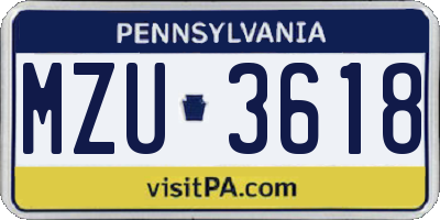 PA license plate MZU3618