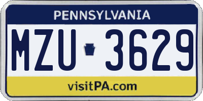 PA license plate MZU3629