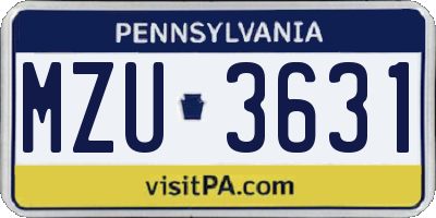 PA license plate MZU3631