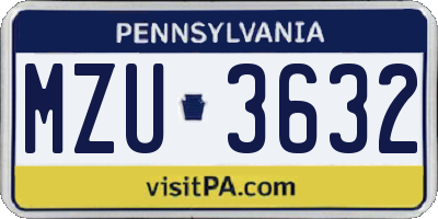 PA license plate MZU3632