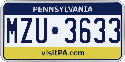 PA license plate MZU3633
