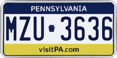 PA license plate MZU3636