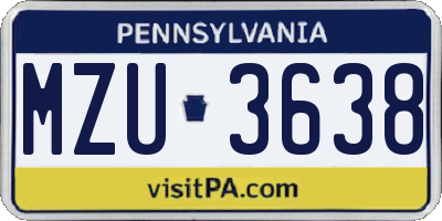 PA license plate MZU3638