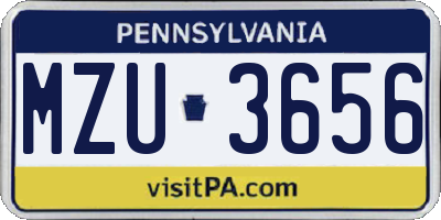 PA license plate MZU3656