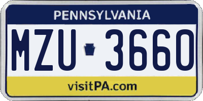 PA license plate MZU3660