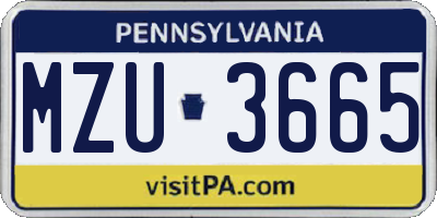 PA license plate MZU3665