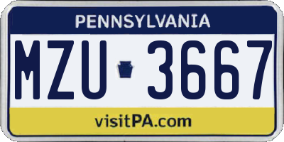 PA license plate MZU3667