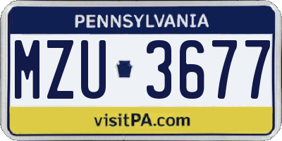 PA license plate MZU3677