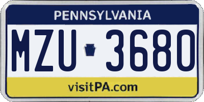 PA license plate MZU3680