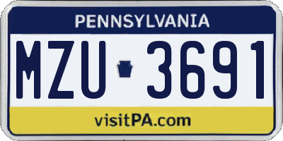 PA license plate MZU3691