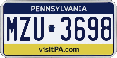 PA license plate MZU3698