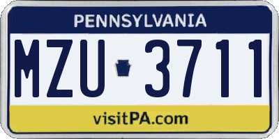 PA license plate MZU3711