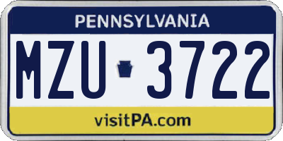 PA license plate MZU3722
