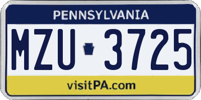 PA license plate MZU3725