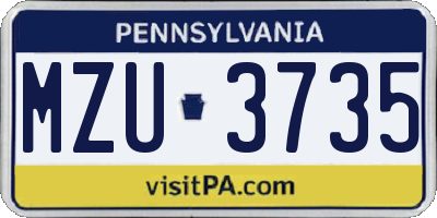 PA license plate MZU3735