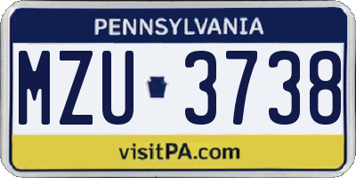 PA license plate MZU3738